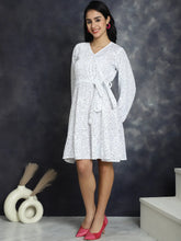 Women's Sequin Velvet A-line dress-JND-1017White